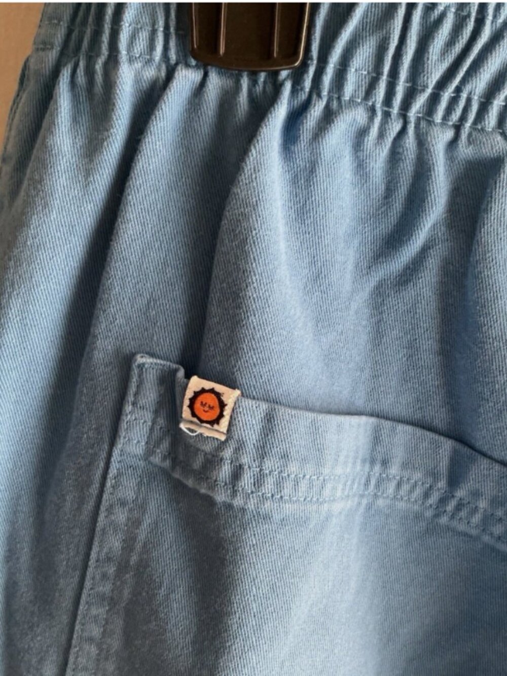 Big Bud Press Action Pants Size L Unisex Greek Blue Crop Elastic Waist Cotton
